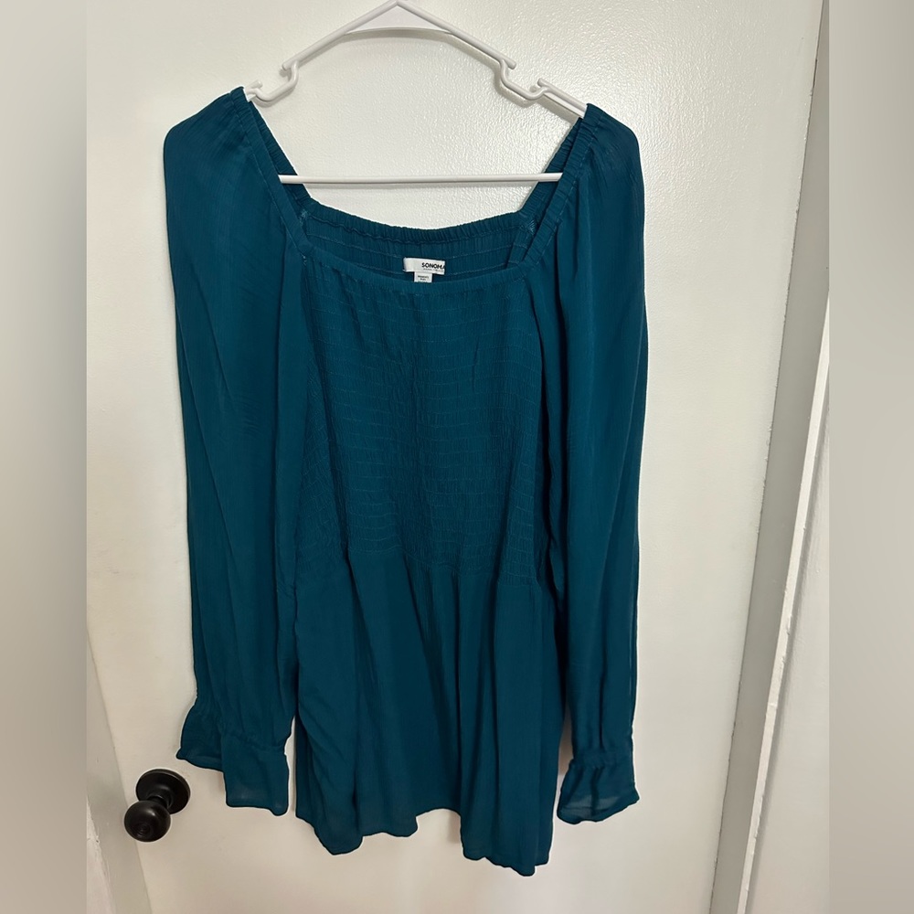 Sonoma dark teal long sleeve 2X top